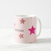 Schattige Roze Pastel Sterren Kerstpatroon Koffiemok (Voorkant rechts)