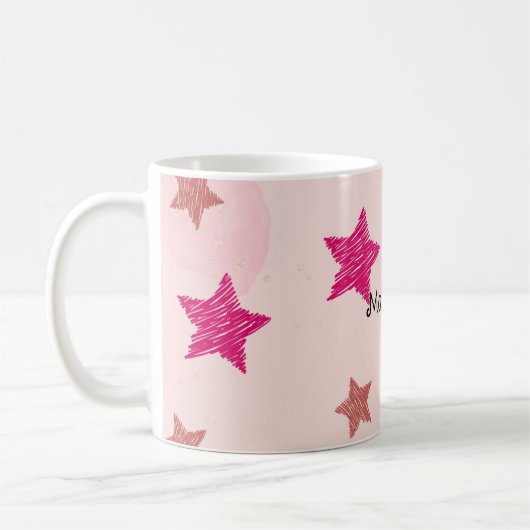 Schattige Roze Pastel Sterren Kerstpatroon Koffiemok (Links)