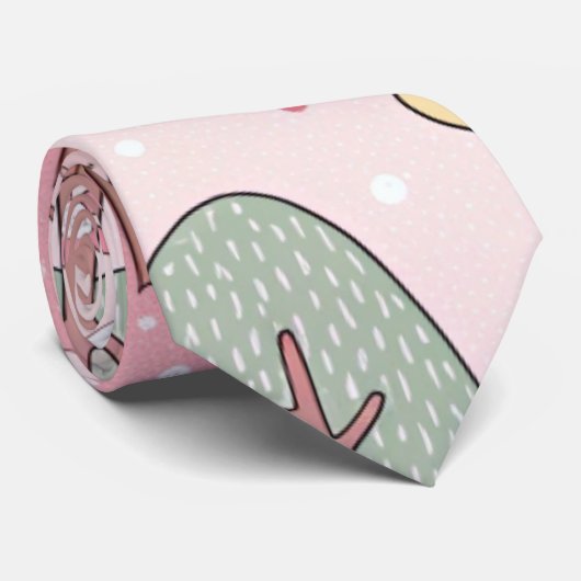 Schattige Roze Patroon Stropdas (Opgerold)