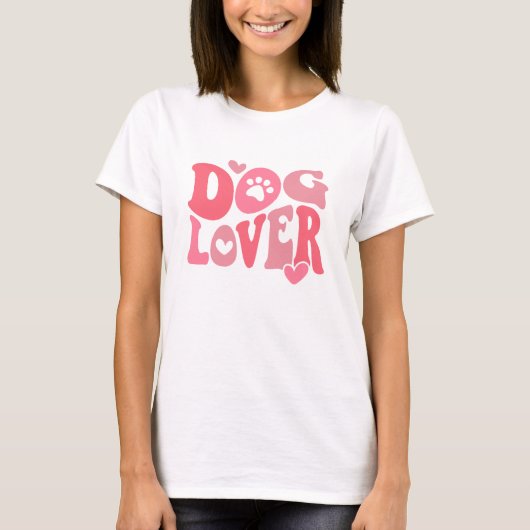 Schattige Roze Paws Hondenliefhebber T-shirt (Voorkant)