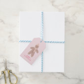 Schattige roze peperkoek Eerste Kerstmis Cadeaulabel (Met Touw)