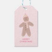 Schattige roze peperkoek Eerste Kerstmis Cadeaulabel (Voorkant)