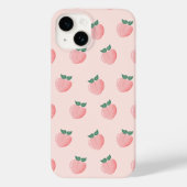 Schattige Roze Perzik Patroon iPhone 14 Hoesje - M (Achterkant)