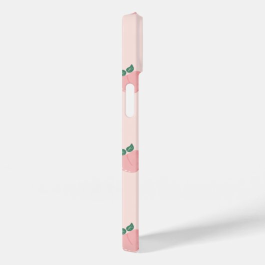 Schattige Roze Perzik Patroon iPhone 14 Hoesje - M (Achterkant / Rechts)
