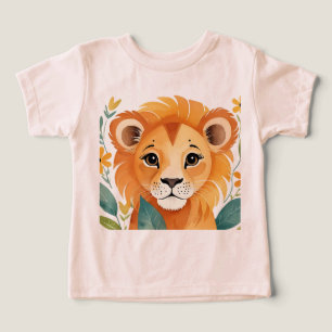 Schattige roze peuter T-shirt met baby lion afbeel