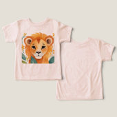 Schattige roze peuter T-shirt met baby lion afbeel (Ontwerp Voorkant & Achterkant)
