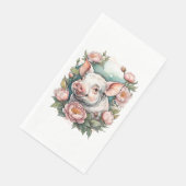 Schattige roze pioen varken huisdier servet (Hoek)