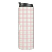 Schattige Roze Plaid Gingham Meisje Gepersonalisee Thermosbeker (Geroteerd rechts)