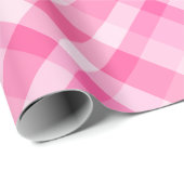 Schattige Roze Plaid Patroon Wrapping Papier (Rol Hoek)