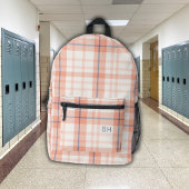 Schattige Roze Plaid Tartan Controleer Monogram In Bedrukte Rugzak