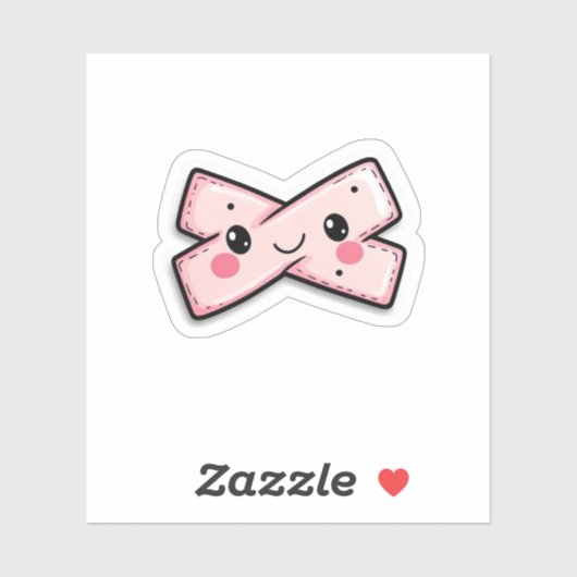 Schattige roze pleister voor krassen en scheuren sticker (Vel)