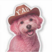 Schattige roze poedel in een Westerne stijl pet, b Sticker (Voorkant)