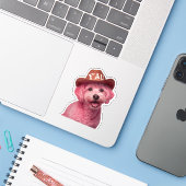 Schattige roze poedel in een Westerne stijl pet, b Sticker (Laptop met iPhone)