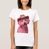 Schattige roze poedel in een Westerne stijl pet, b T-shirt (Voorkant)