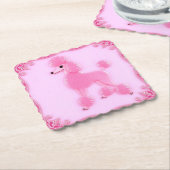 Schattige Roze Poedel Papier Onderzetter (Gebogen)