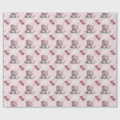 Schattige roze polair beer wrapping Papier (Vlak)