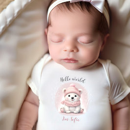Schattige Roze Polar Beer Naam Meisje Baby Bodysui Romper