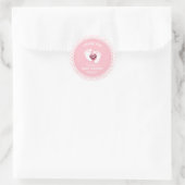 Schattige Roze Polka Dot Baby shower/Sprinkle Meis Ronde Sticker (Tas)