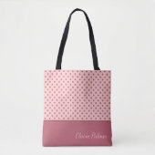 Schattige roze polka dot design tote bag (Voorkant)