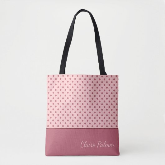 Schattige roze polka dot design tote bag (Voorkant)