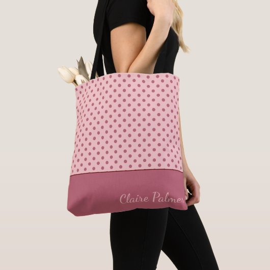 Schattige roze polka dot design tote bag (Dichtbij)