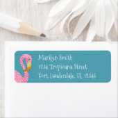 Schattige roze polka dot flamingo etiket (Insitu)