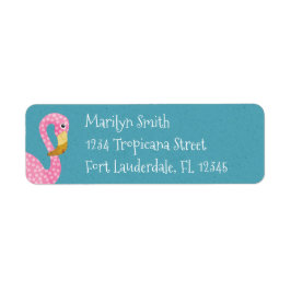 Schattige roze polka dot flamingo etiket