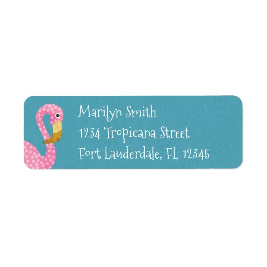 Schattige roze polka dot flamingo etiket (Voorkant)