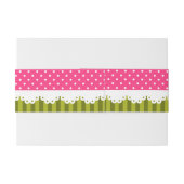Schattige Roze Polka Dot Green Stripes Patroon Uitnodigingen Wikkel (Achterkant Voorbeeld)
