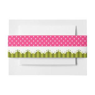 Schattige Roze Polka Dot Green Stripes Patroon Uitnodigingen Wikkel