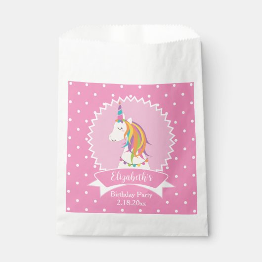 Schattige roze polka stippen magische eenhoorn mei bedankzakje (Voorkant)