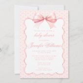 Schattige roze polkadot strik lint baby meisje dou kaart (Voorkant)