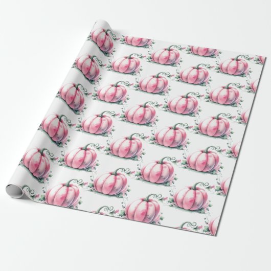 Schattige roze pompoen cadeauverpakking cadeaupapier (Uitgerold)