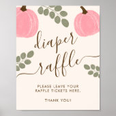 Schattige Roze Pompoen Eucalyptus Luier Raffle Tek Poster (Voorkant)
