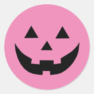Schattige roze pompoen gezicht Borstkankerbewustzi Ronde Sticker