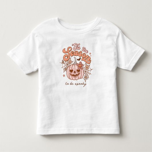 Schattige Roze Pompoen Halloween Retro Naam Kinder Shirts (Voorkant)