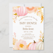 Schattige Roze Pompoen Herfst Baby shower Invitati