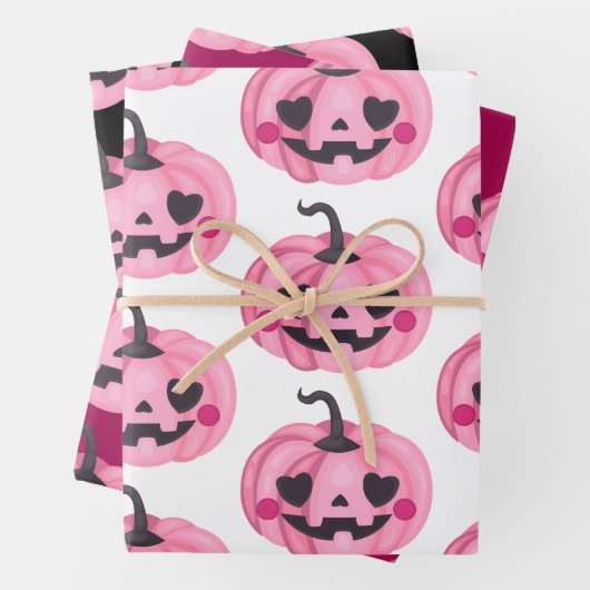 Schattige roze pompoen inpakpapier (In situ)