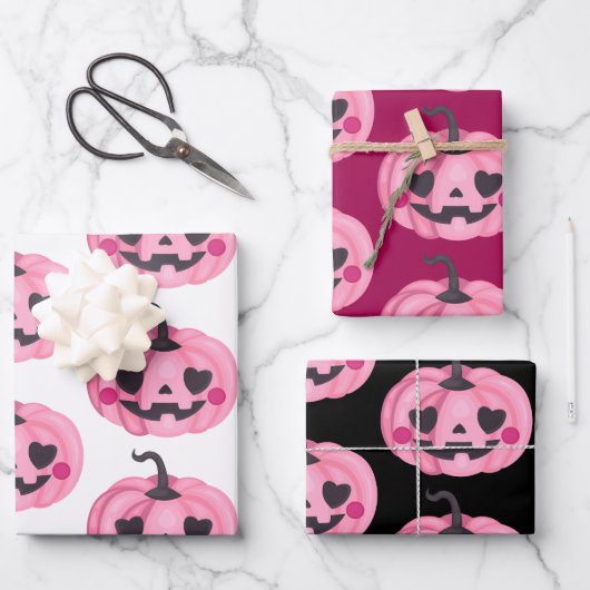 Schattige roze pompoen inpakpapier vel (Voorkant)