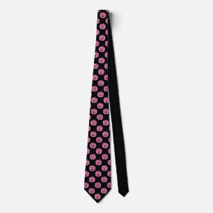 Schattige Roze Pompoen Patroon Halloween Kostuum Stropdas