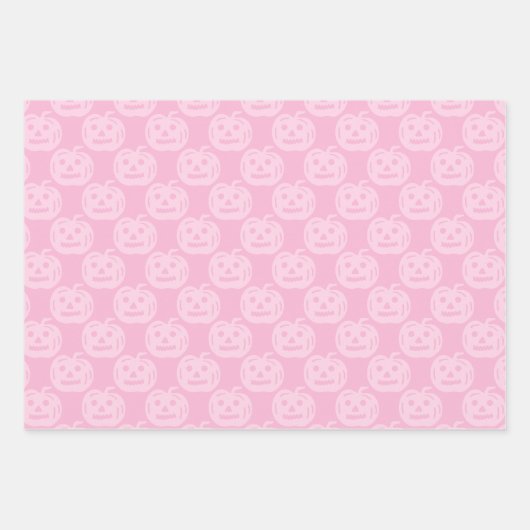 Schattige Roze Pompoen Patroon Halloween Party Inpakpapier Vel (Voorkant)