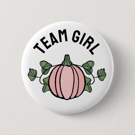 Schattige roze pompoen team meisje geslacht onthul ronde button 5,7 cm (Voorkant)