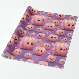Schattige Roze Pompoenpatroon kinder halloween Cadeaupapier