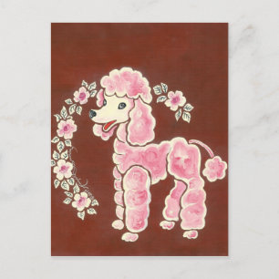 Schattige Roze Poodle Hond Briefkaart