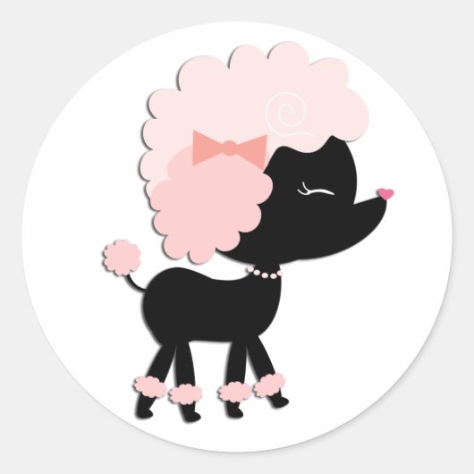 Schattige Roze Poodle Stickers (Voorkant)