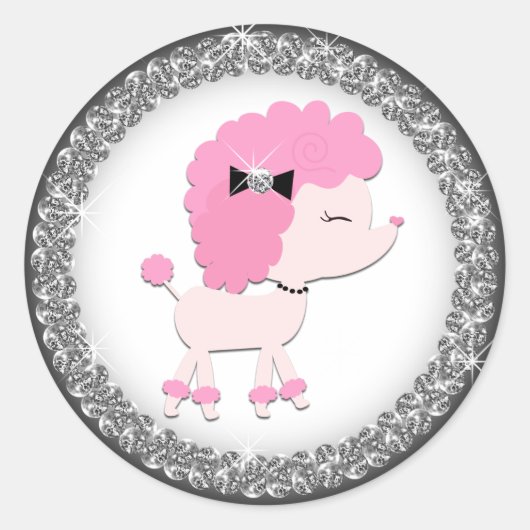 Schattige Roze Poodle Stickers (Voorkant)