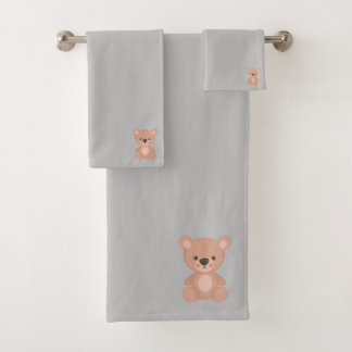 Schattige roze pop grijze kinderen bad handdoek