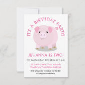 Schattige roze potje buikvarken gepersonaliseerd v kaart (Voorkant)