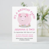 Schattige roze potje buikvarken gepersonaliseerd v kaart (Staand voorkant)