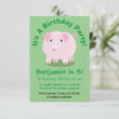 Schattige roze potje buikvarken gepersonaliseerd v kaart (Staand voorkant)